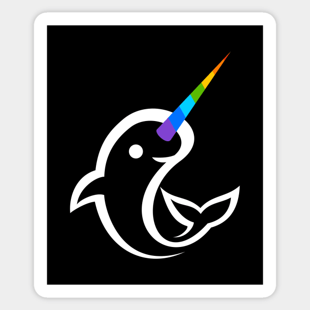 Rainbow Narwhale Sticker by Johnitees